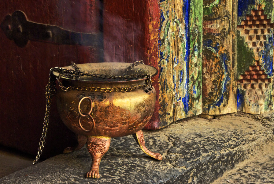Burning Incense on the Monastery Steps